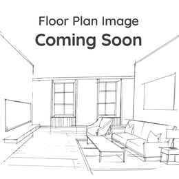 A drawing of a living room with a couch and a coffee table.